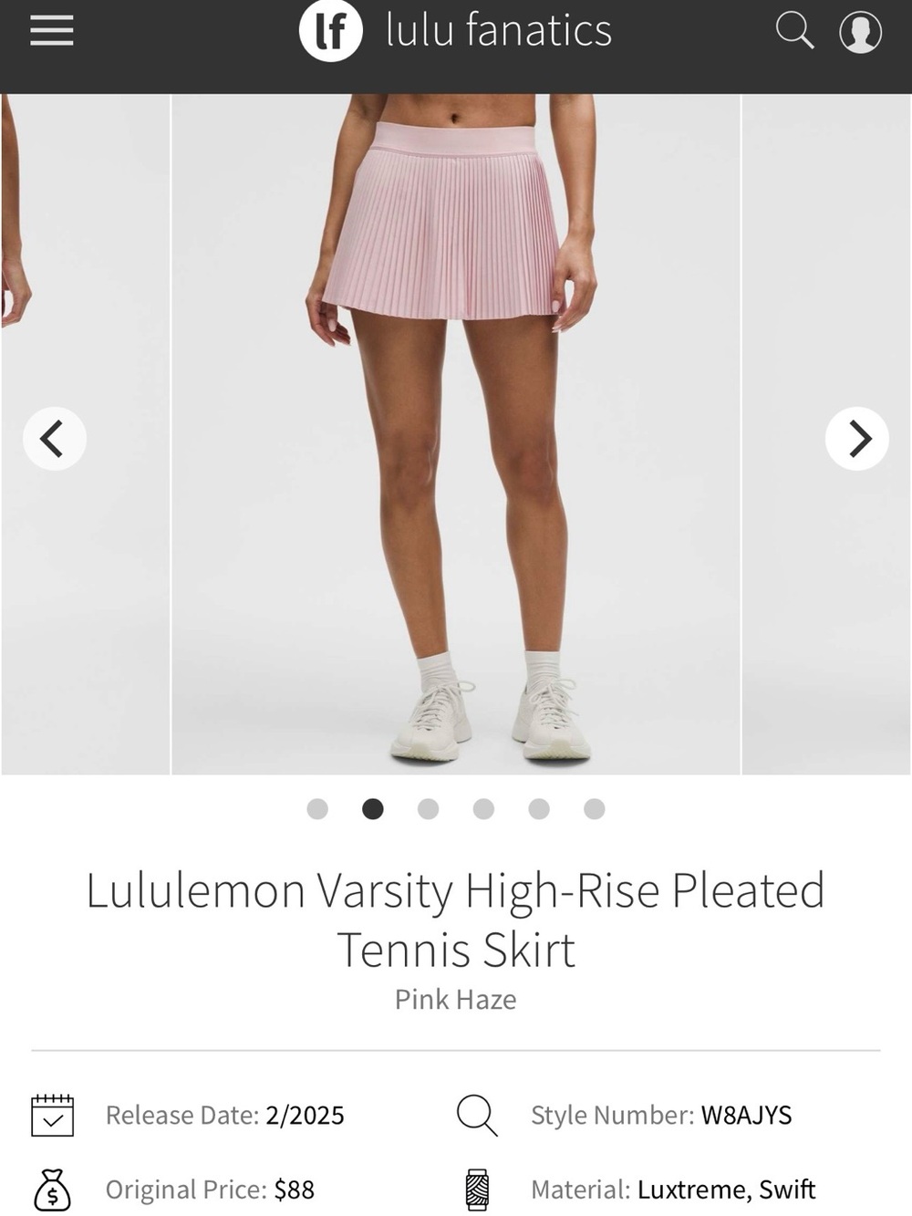 lululemon athletica Pink Pleated Varsity High-Rise Tennis Skirt